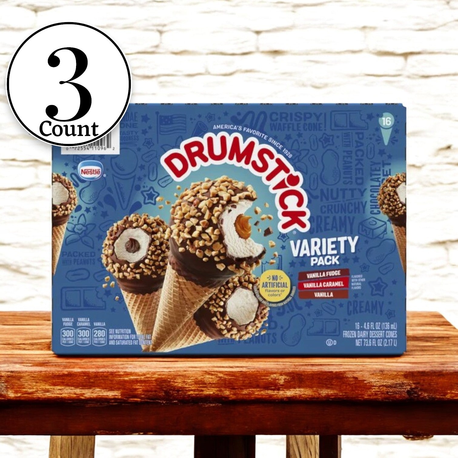 Nestle Drumstick Cone Variety Pack, Frozen 16 ct. - 3 Boxes