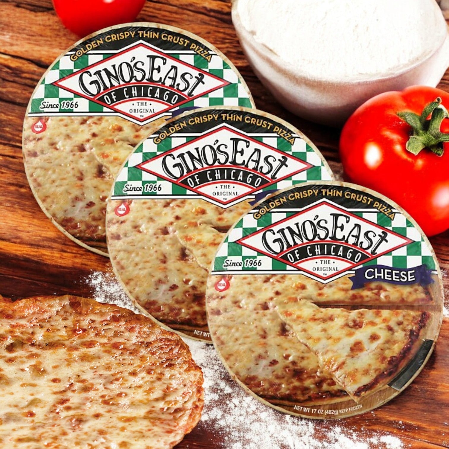 Gino's East of Chicago Golden Crispy Thin Crust Pizza 15.6 oz - 3 Count