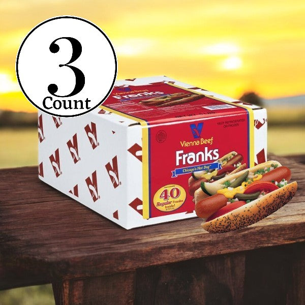 Vienna Beef Franks, 5lbs. , 40 Count -3 Boxes - 120 Total Hot Dogs