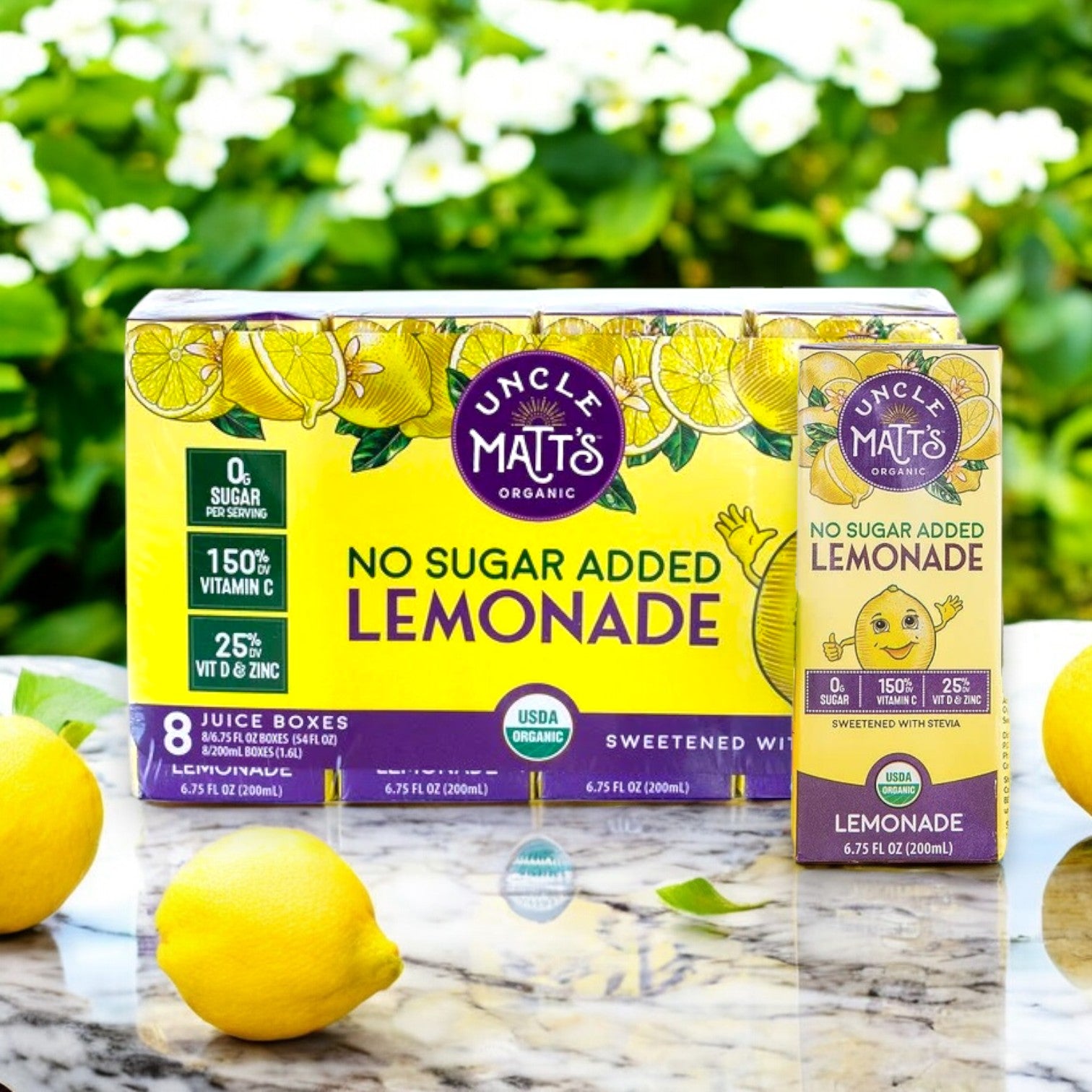 Uncle Matt's Organic No Sugar Added Lemonade Juice Boxes, 6.75 fl oz (8-Pack)