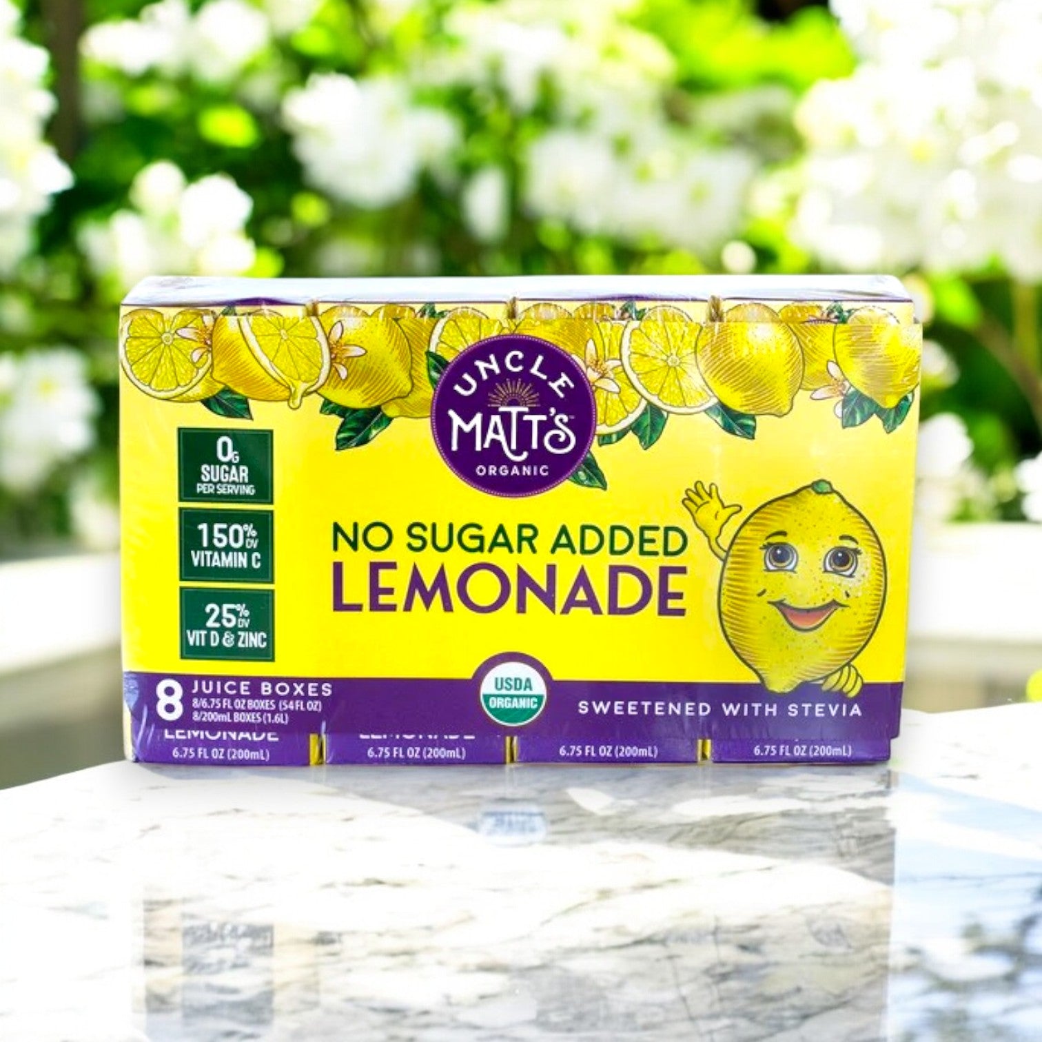 Uncle Matt's Organic No Sugar Added Lemonade Juice Boxes, 6.75 fl oz (8-Pack)