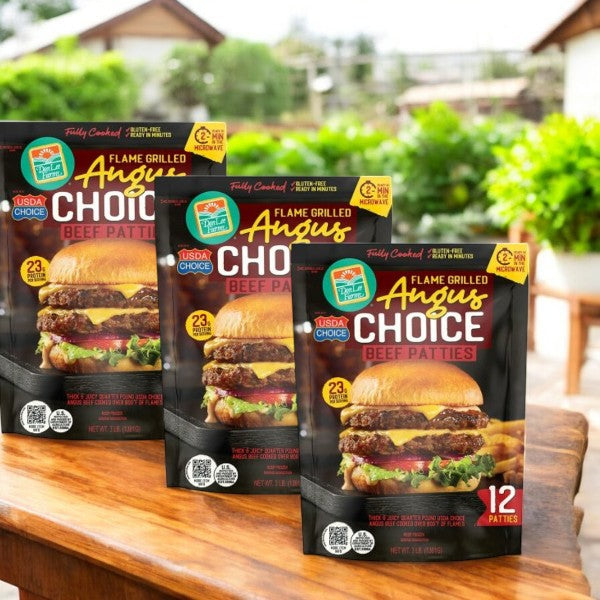 Don Lee Farms Flame Grilled Angus Choice Beef Patties, Frozen, 1/4 lb., 12 ct, 3 Boxes