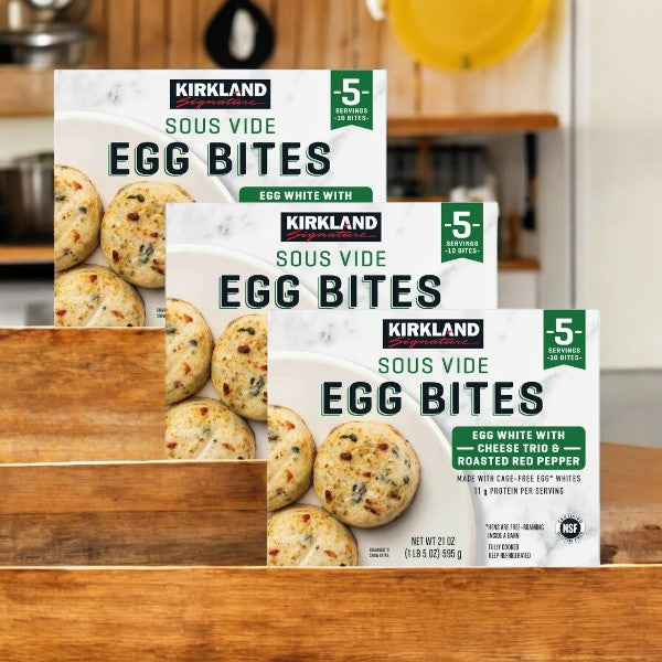 Kirkland Signature Egg White with Cheese Trio and Peppers Egg Bites, 10-count - 3 Total Boxes