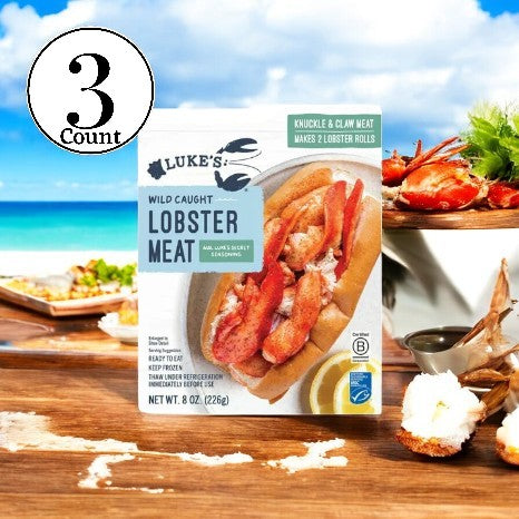 Luke's Lobster Wild-Caught Lobster Meat with Luke's Secret Seasoning- 3 Boxes- 8oz Each Box