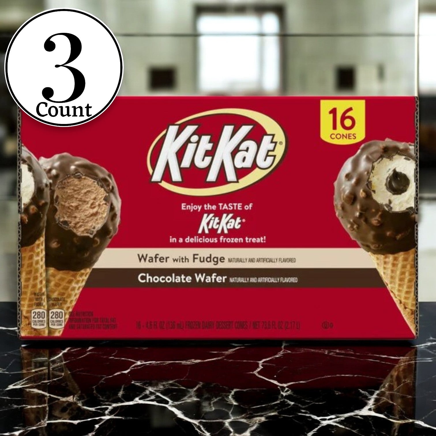 Kit Kat Drumstick Ice Cream Cones Variety Pack, Frozen 16 ct. - 3 Box