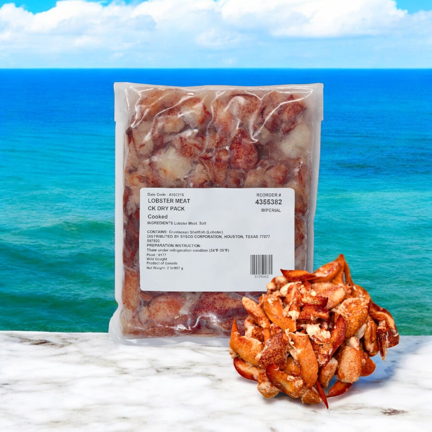 2 Pounds- Case of Lobster Meat Claw Knuckle Dry