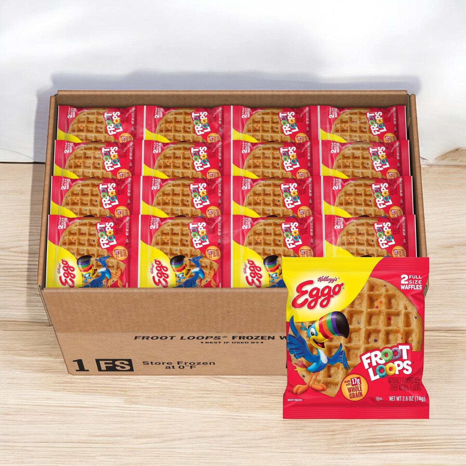 Eggo Waffles, Waffle Whl Grain Froot Loop, 1 Case, 72 Total Pouches