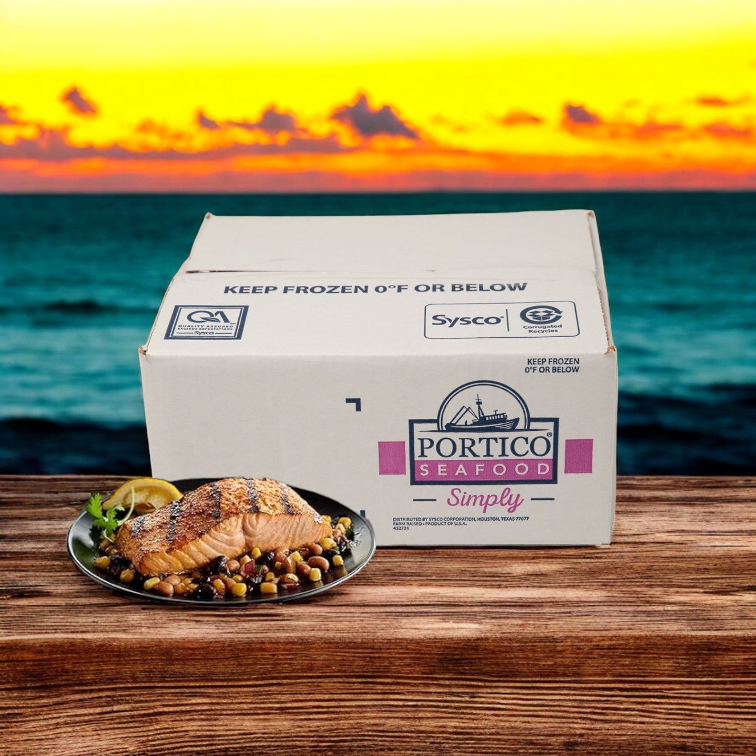 Salmon Atlantic Portioned Skinless 6oz, Portico Classic Seafood-10 lbs. Box- Free Shipping!