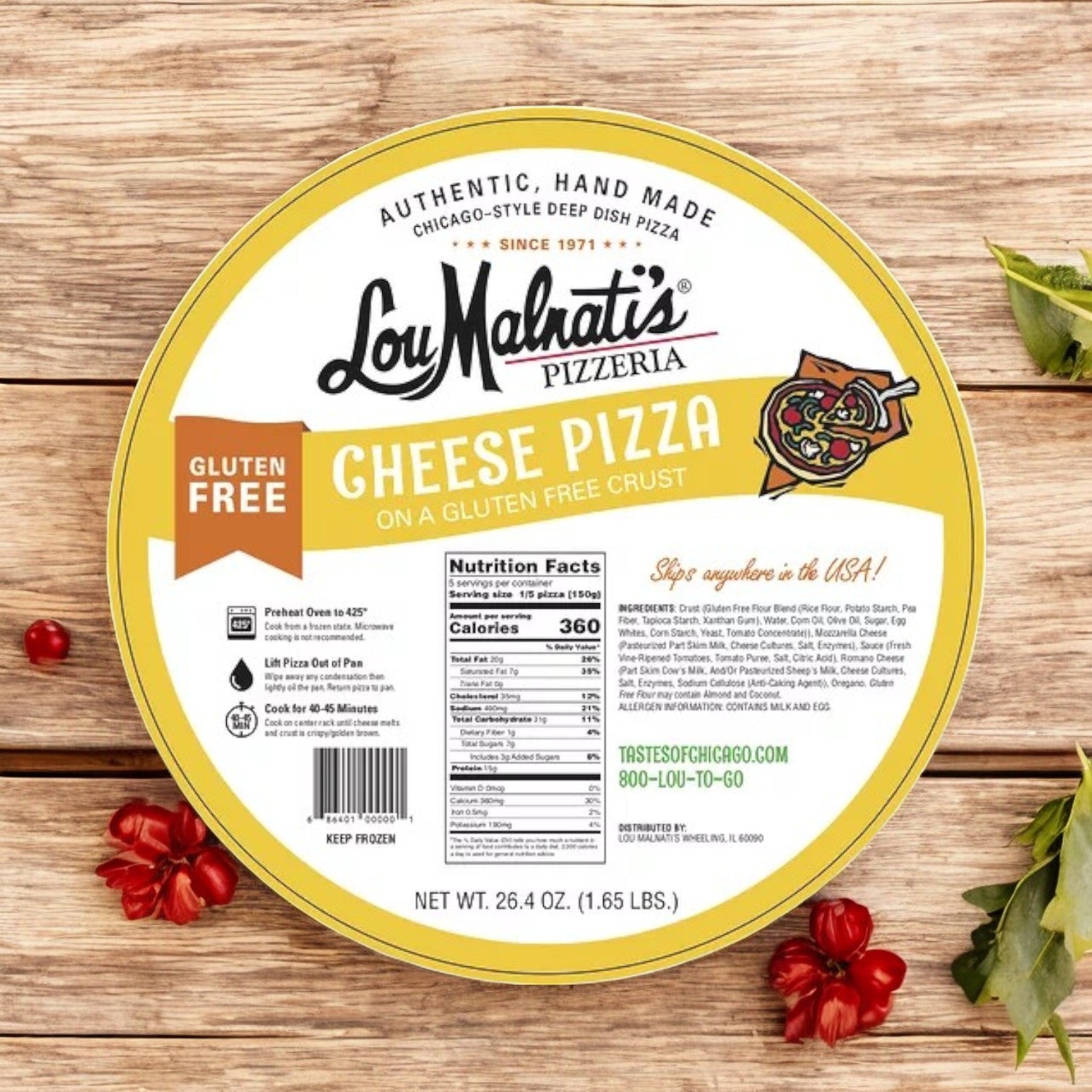 Lou Malnati's - Gluten Free Cheese Pizza Deep Dish,  26.4 oz. - 1  Count