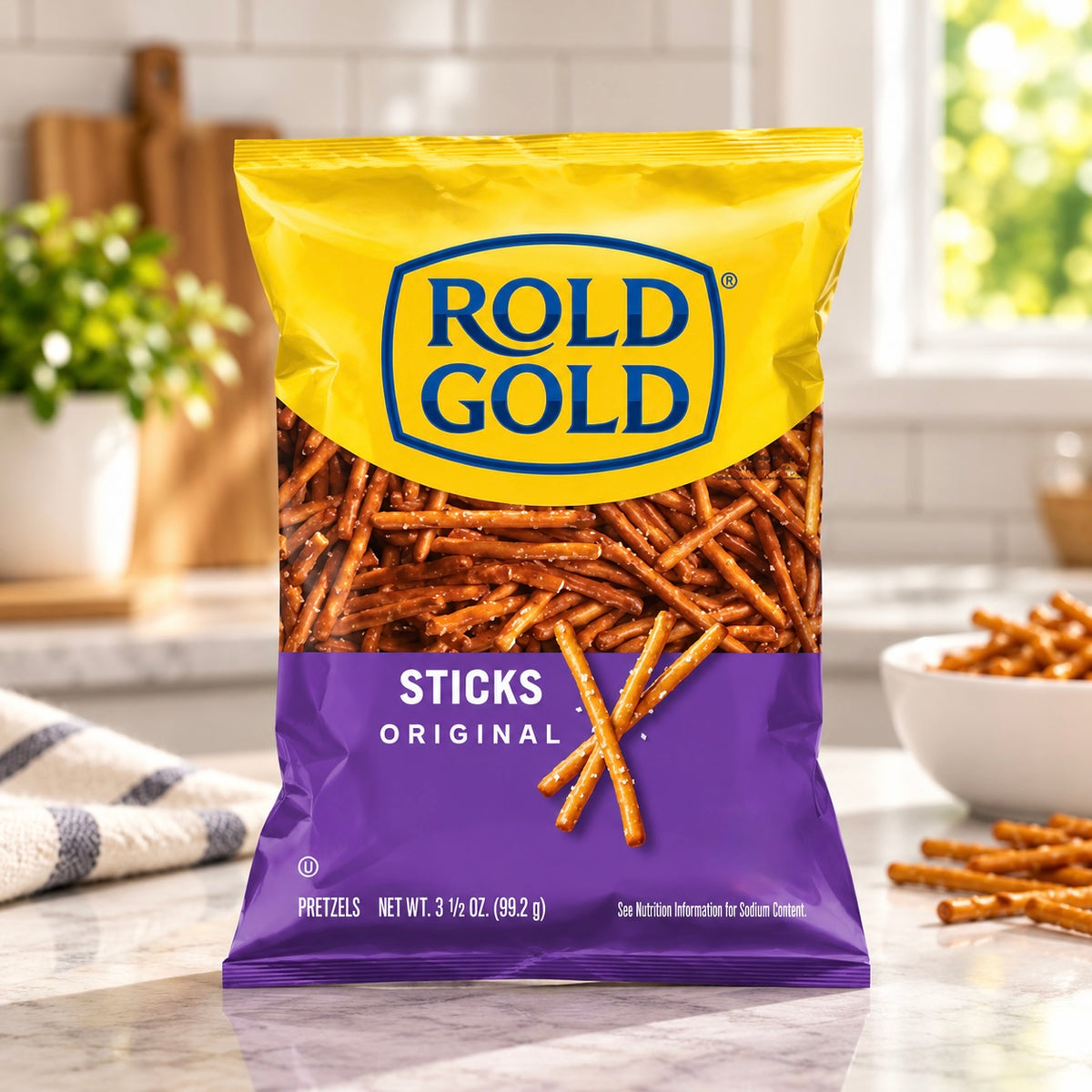 Rold Gold Pretzel Sticks – Original, 34 × 3.5 oz Bags (1 CASE)