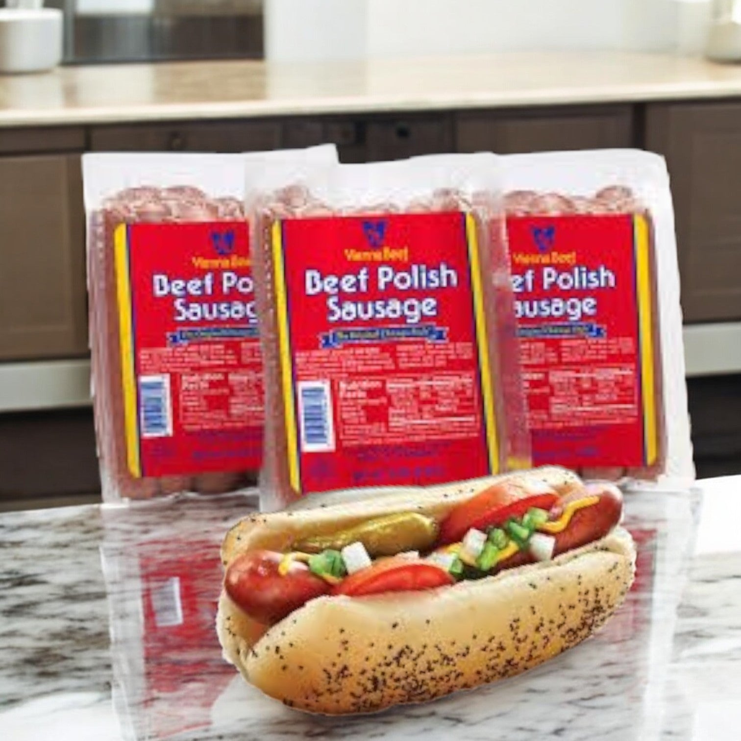 Vienna Beef Polish Sausage-32 Oz- 3 Packages! (15-20 Polish Sausages Per Pack) - Free Shipping!!