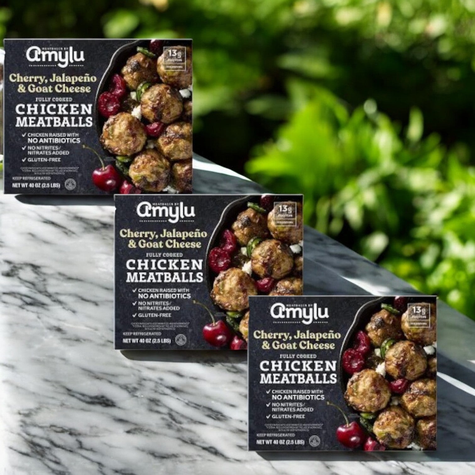 Amylu Cherry, Jalapeno, and Goat Cheese Chicken Meatballs, 40 oz, 3 Packs