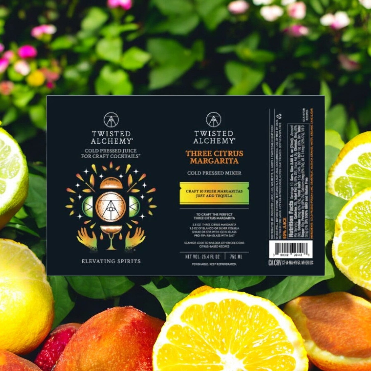 Twisted Alchemy, Three Citrus Margarita Juice Fresh Cold Pressed, 25.4 oz.