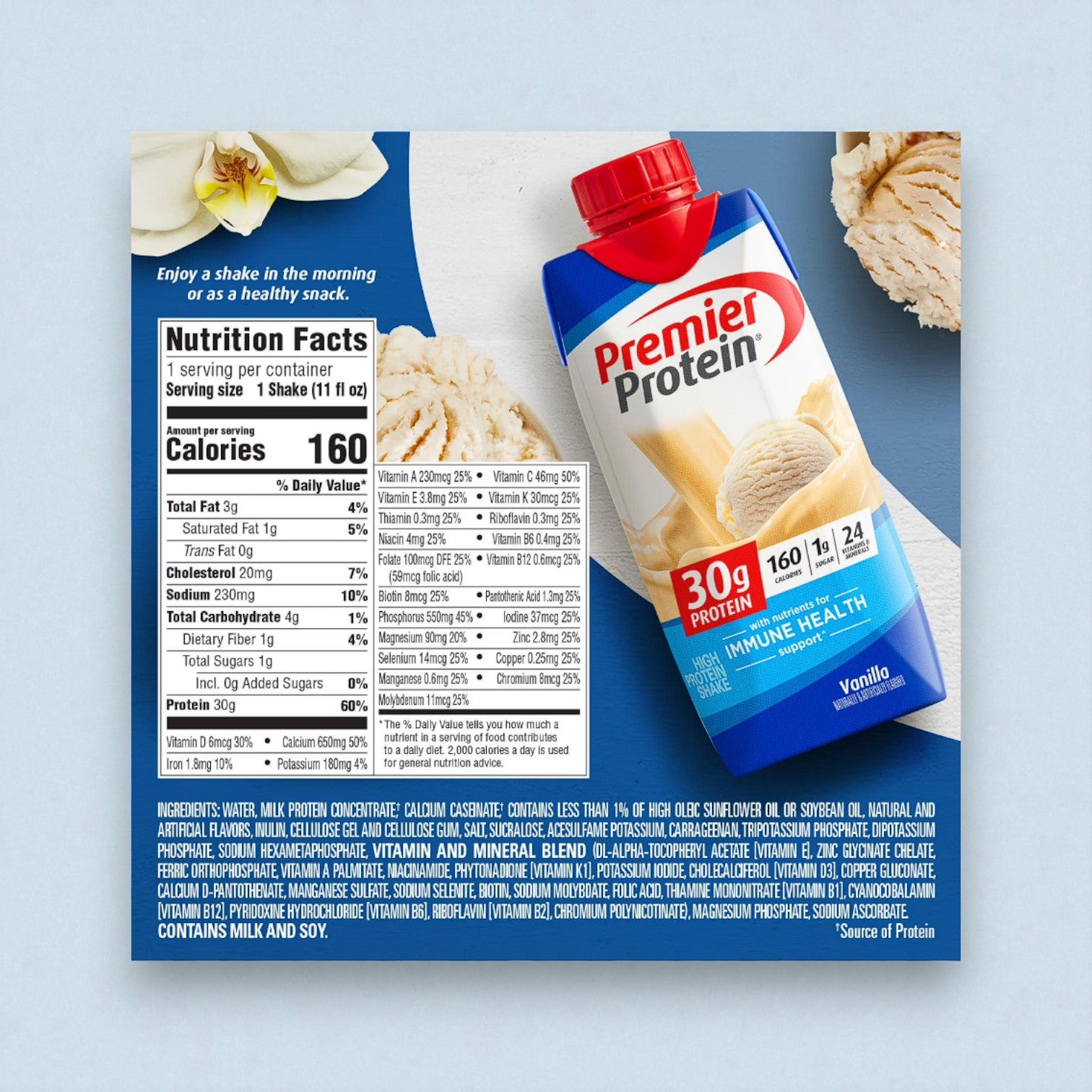 Premier Protein 30g High Protein Shake, Vanilla – 11 fl oz, 15 Pack