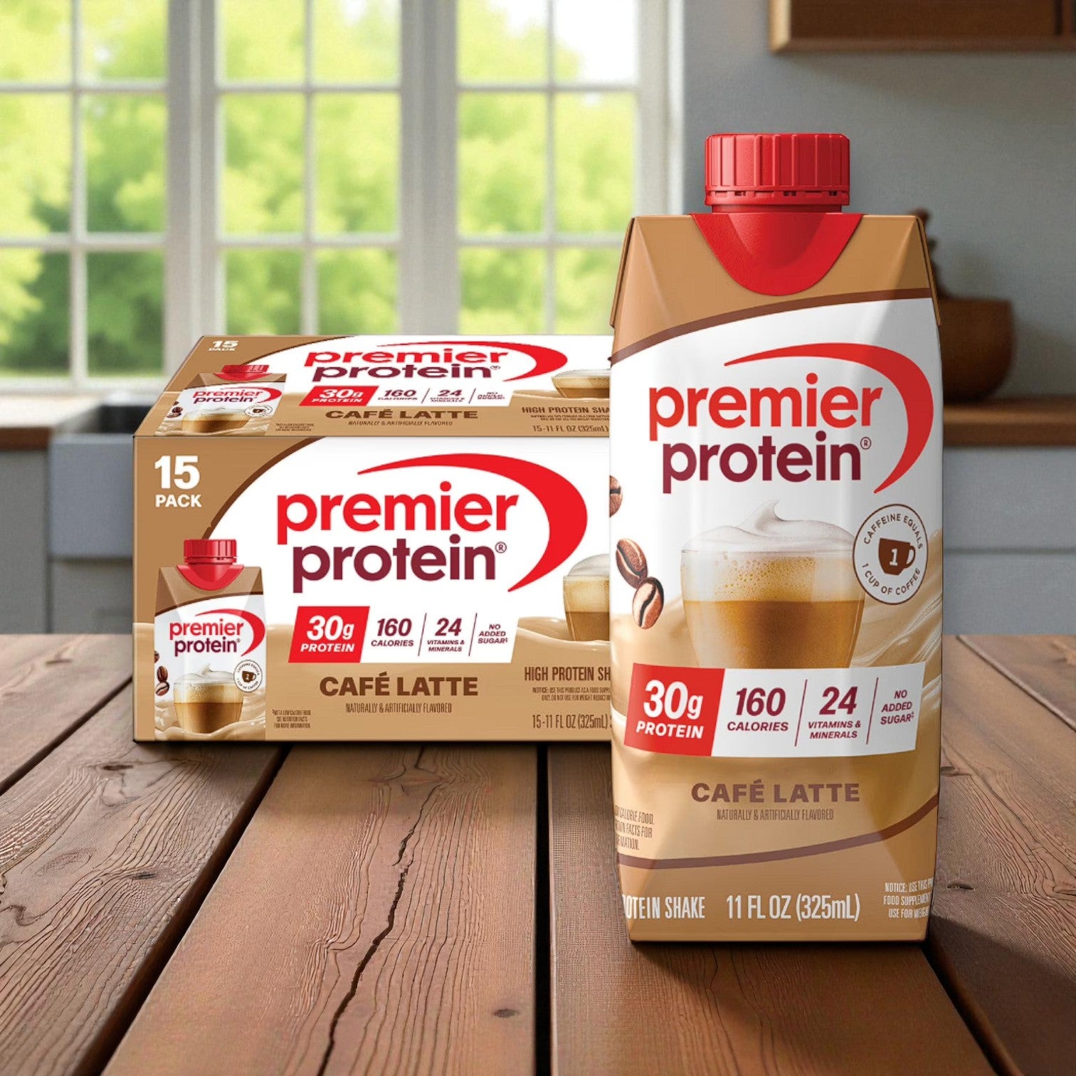 Premier Protein 30g High Protein Shake, Café Latte – 11 fl oz, 15 Pack