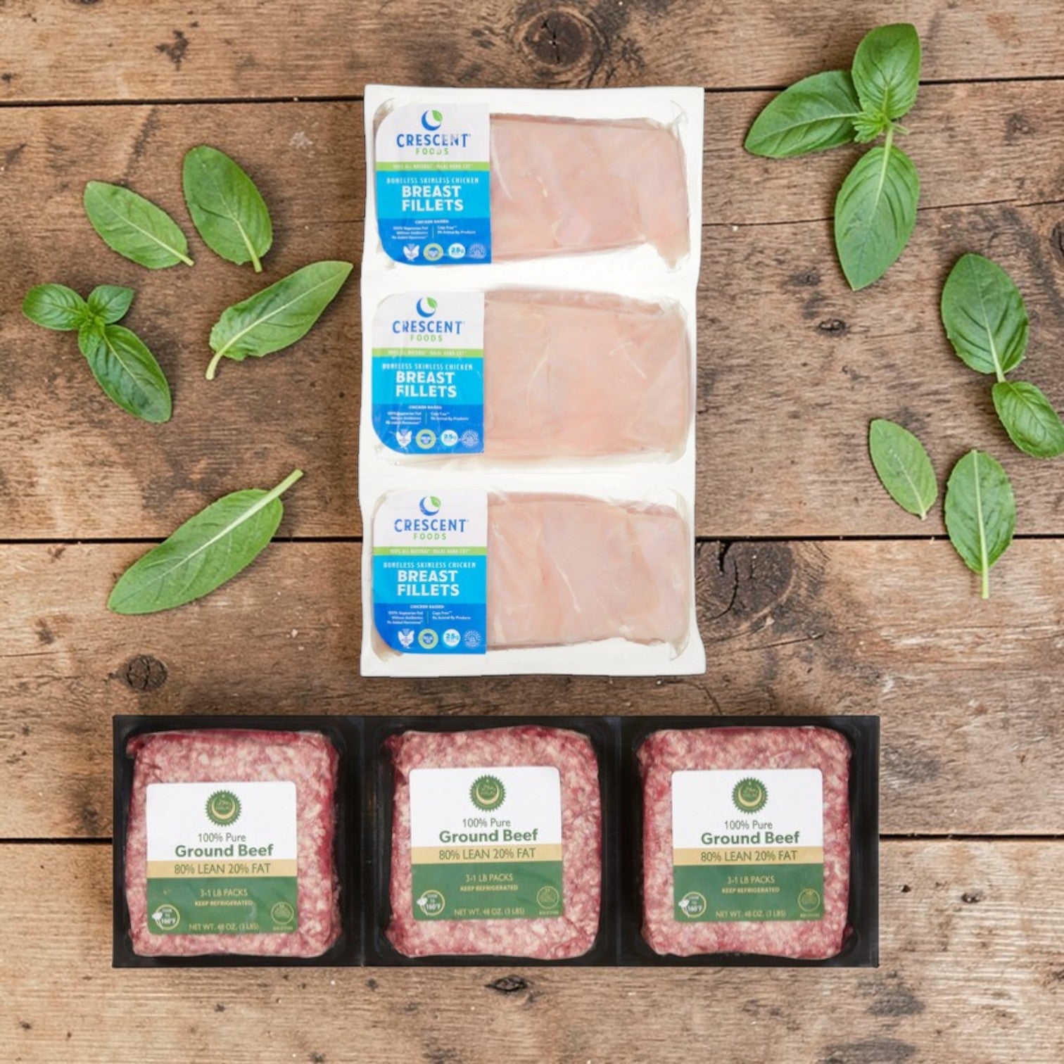 Crescent Foods Halal Protein Combo – Chicken Breast & Ground Beef (3 lb)