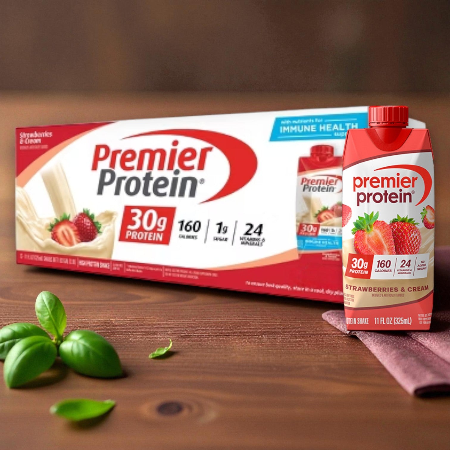 Premier Protein 30g High Protein Shake, Strawberries & Cream – 11 fl oz, 15 Pack