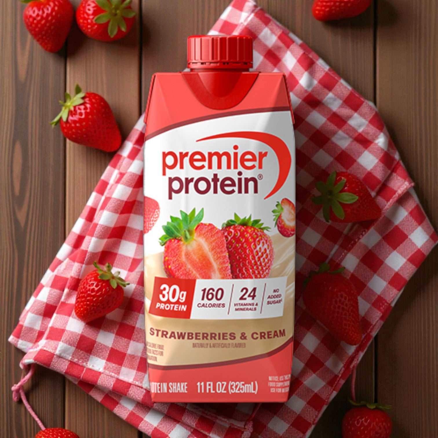 Premier Protein 30g High Protein Shake, Strawberries & Cream – 11 fl oz, 15 Pack