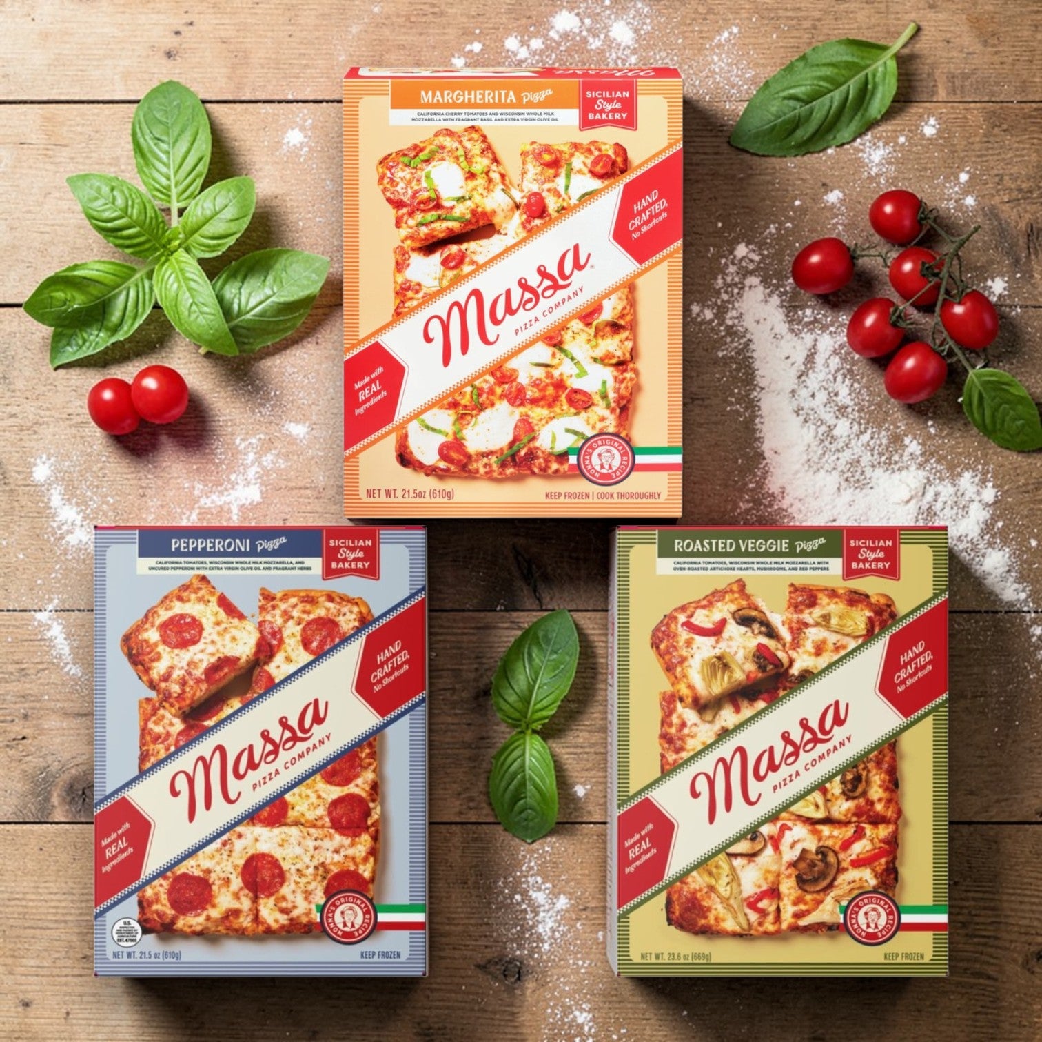 Massa Gourmet Pizza Variety Pack – Pepperoni, Margherita & Roasted Veggie