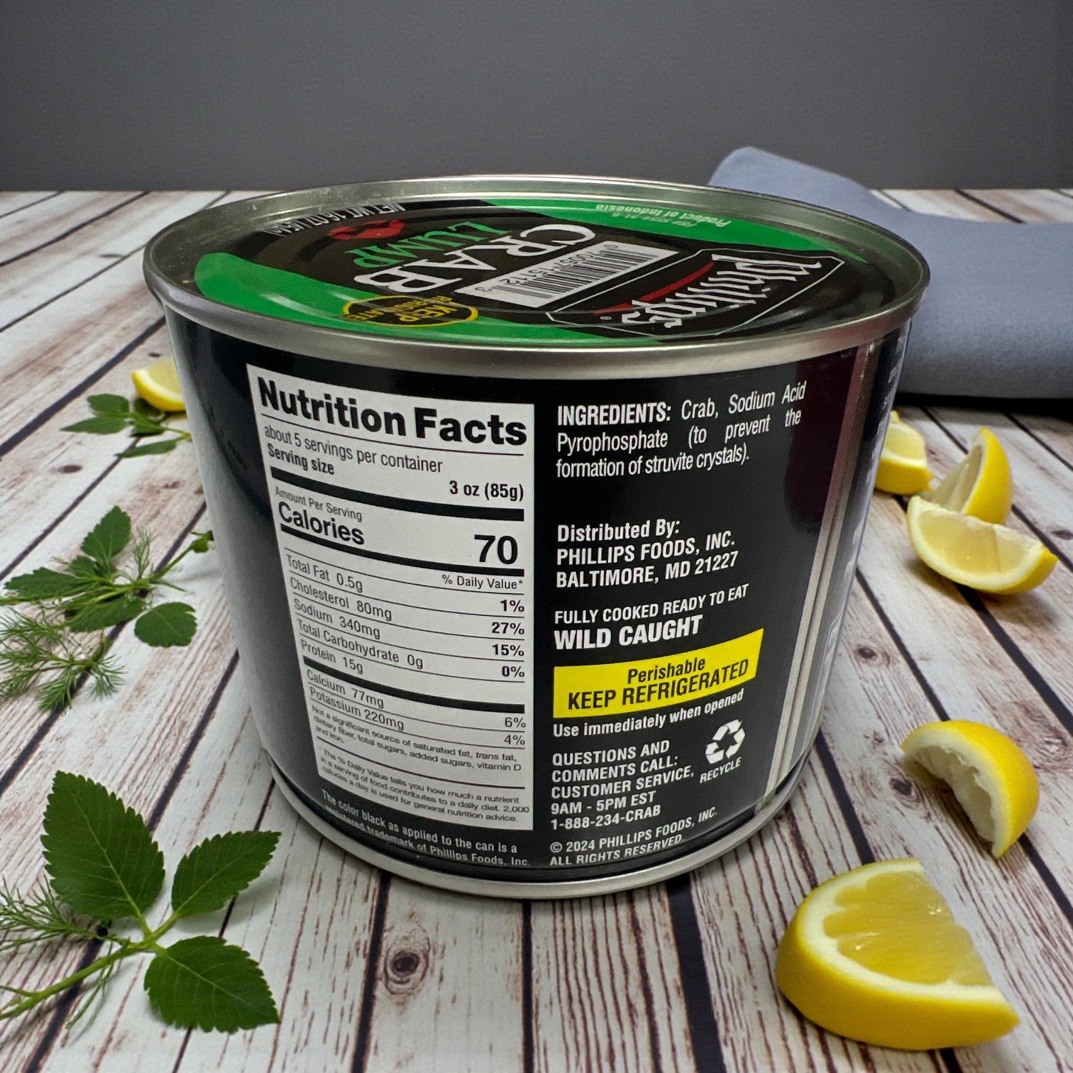 Phillips Crab Lump – Pasteurized, Wild-Caught (16 oz) – 6 Pack