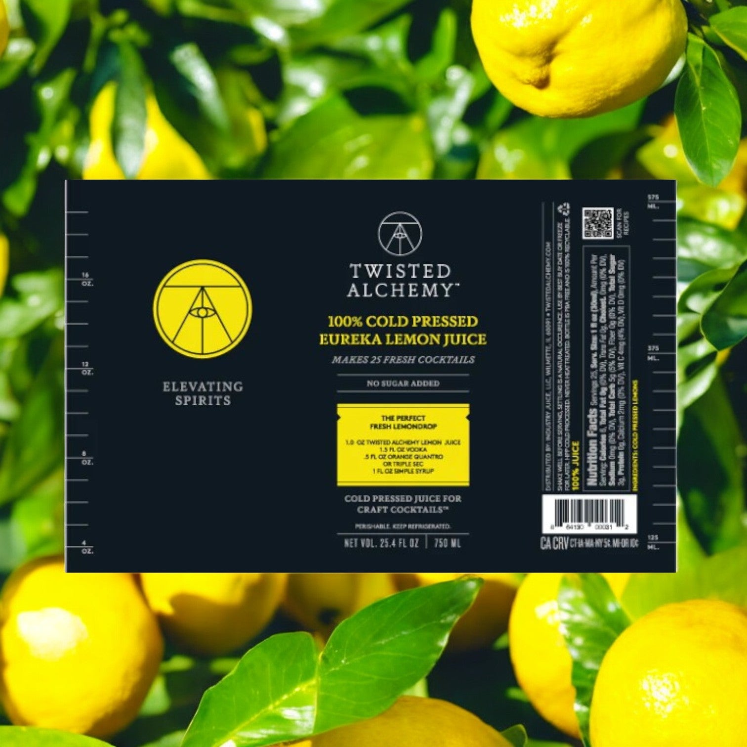 Twisted Alchemy, 6 Bottles, 100% Eureka Lemon Juice Fresh Cold Pressed