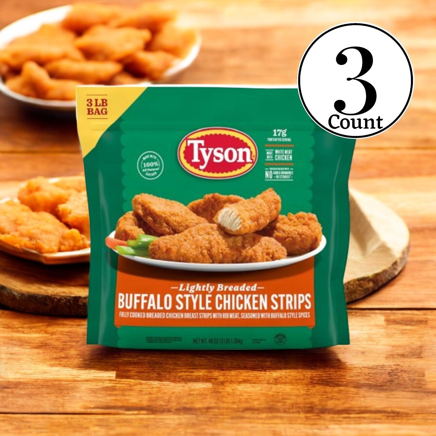 Tyson Buffalo Style Chicken Strips, Frozen, 3 pounds, 3 Bags