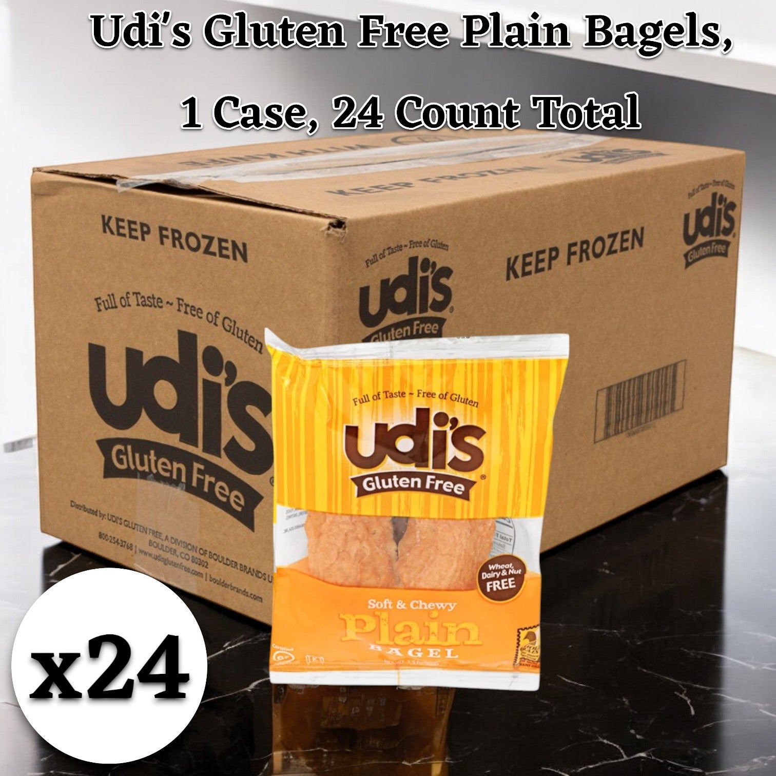 Udi's Plain Bagel, 3.5 oz. - 1 Case, 24 Pack