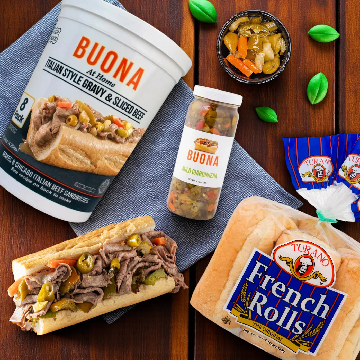 Buona Beef Kit! Comes With Rolls And Giardinera! Serves 8-10!