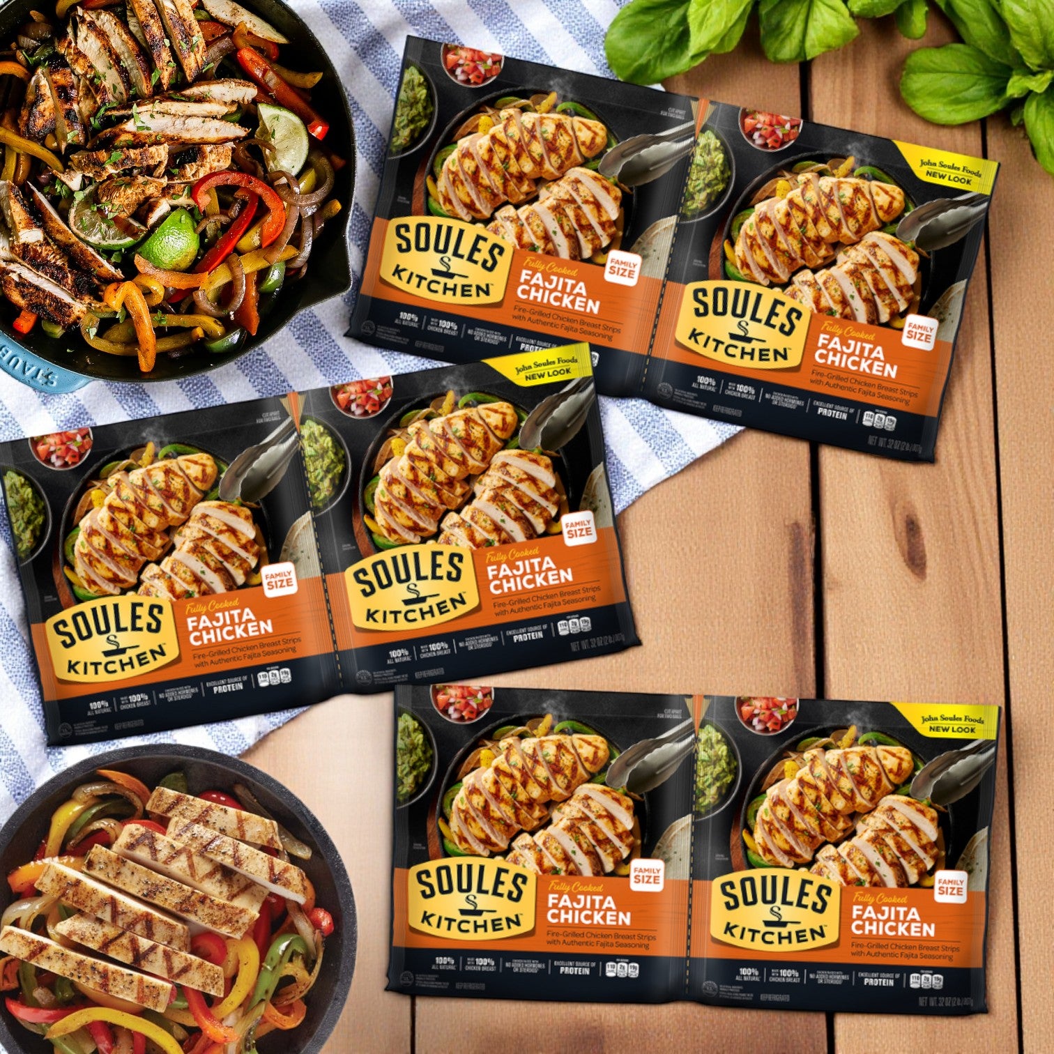 Soules Kitchen Fajita Chicken, Refrigerated – 32 oz, 3-Pack