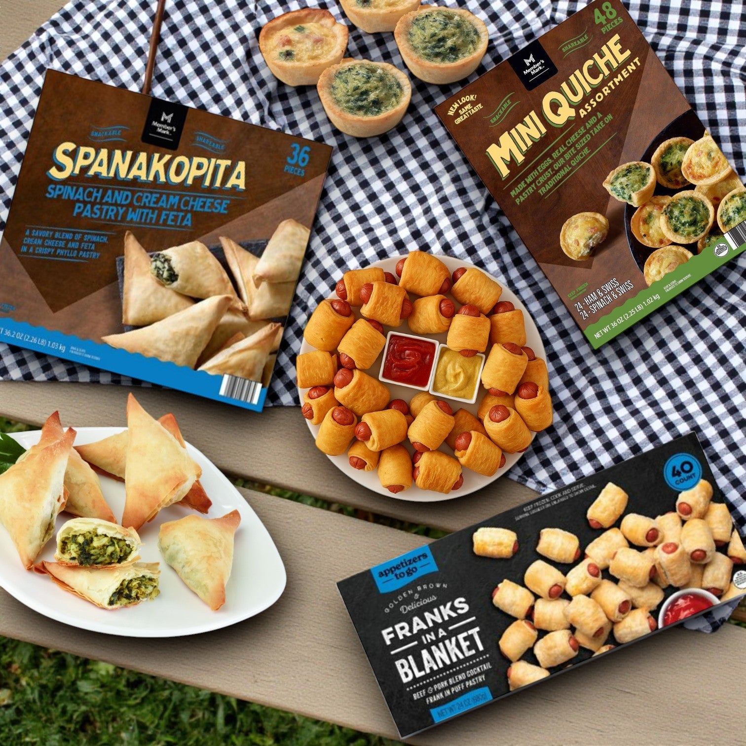 Member’s Mark Appetizer Party Combo – Mini Quiche, Spanakopita, and Franks in a Blanket