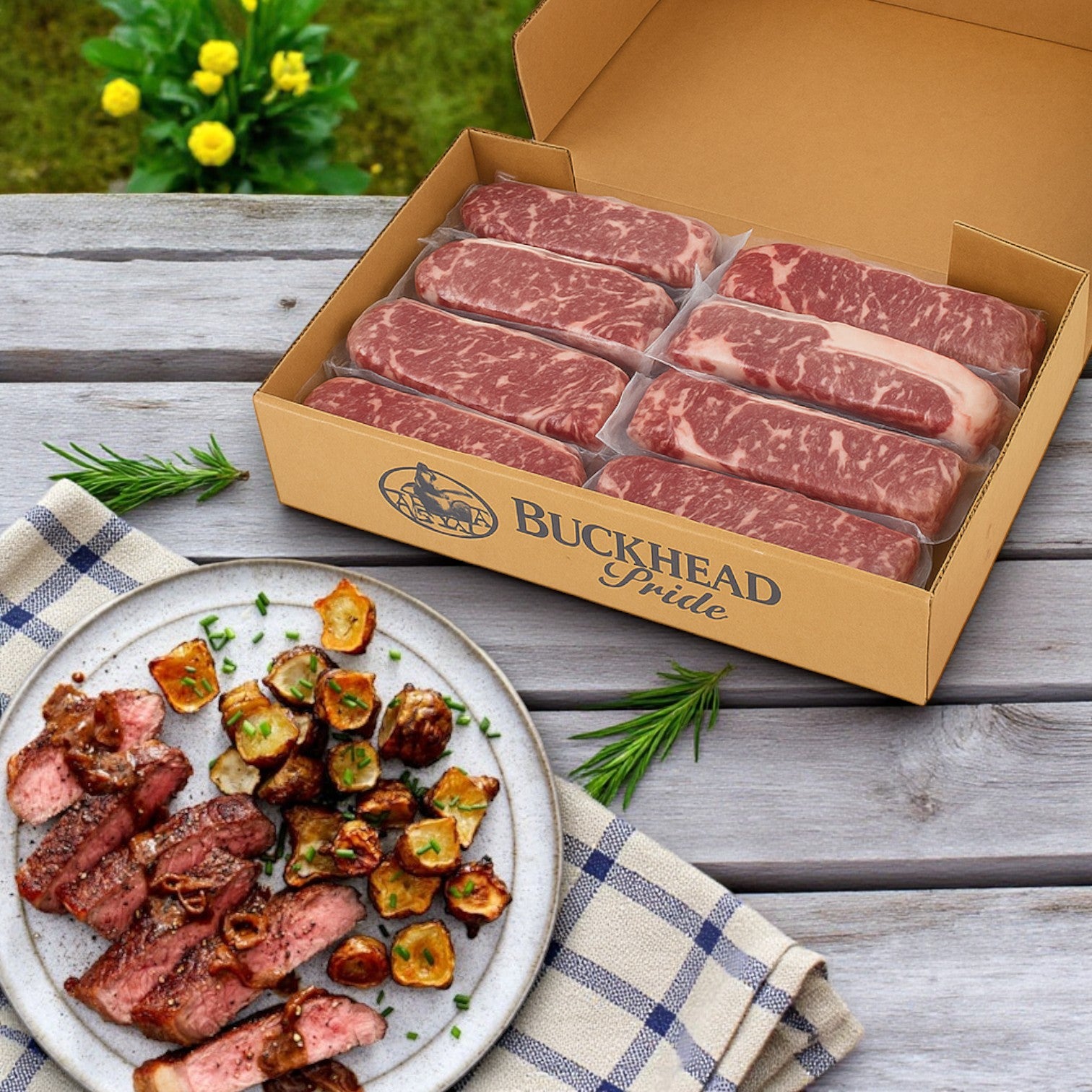 Buckhead Pride/ Newport Pride, Steaks Strip Vein-25 Steaks- 6 oz Each
