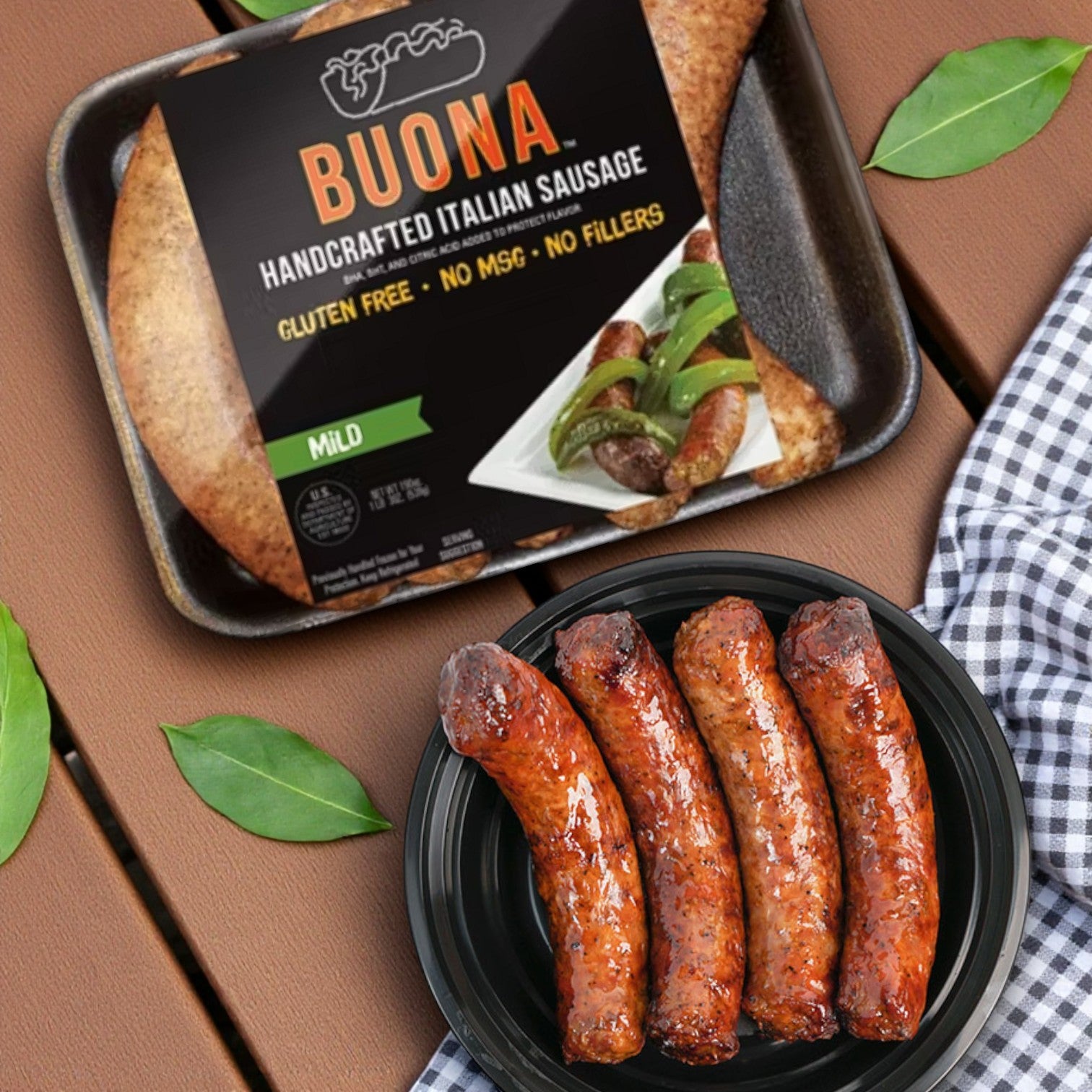 Buona Italian Sausage – Handcrafted, Mild (19 oz, 3 Cases)
