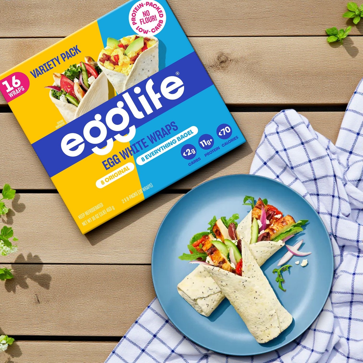 Egglife Egg White Wraps, Variety Pack – 1 oz Each, 16 Count