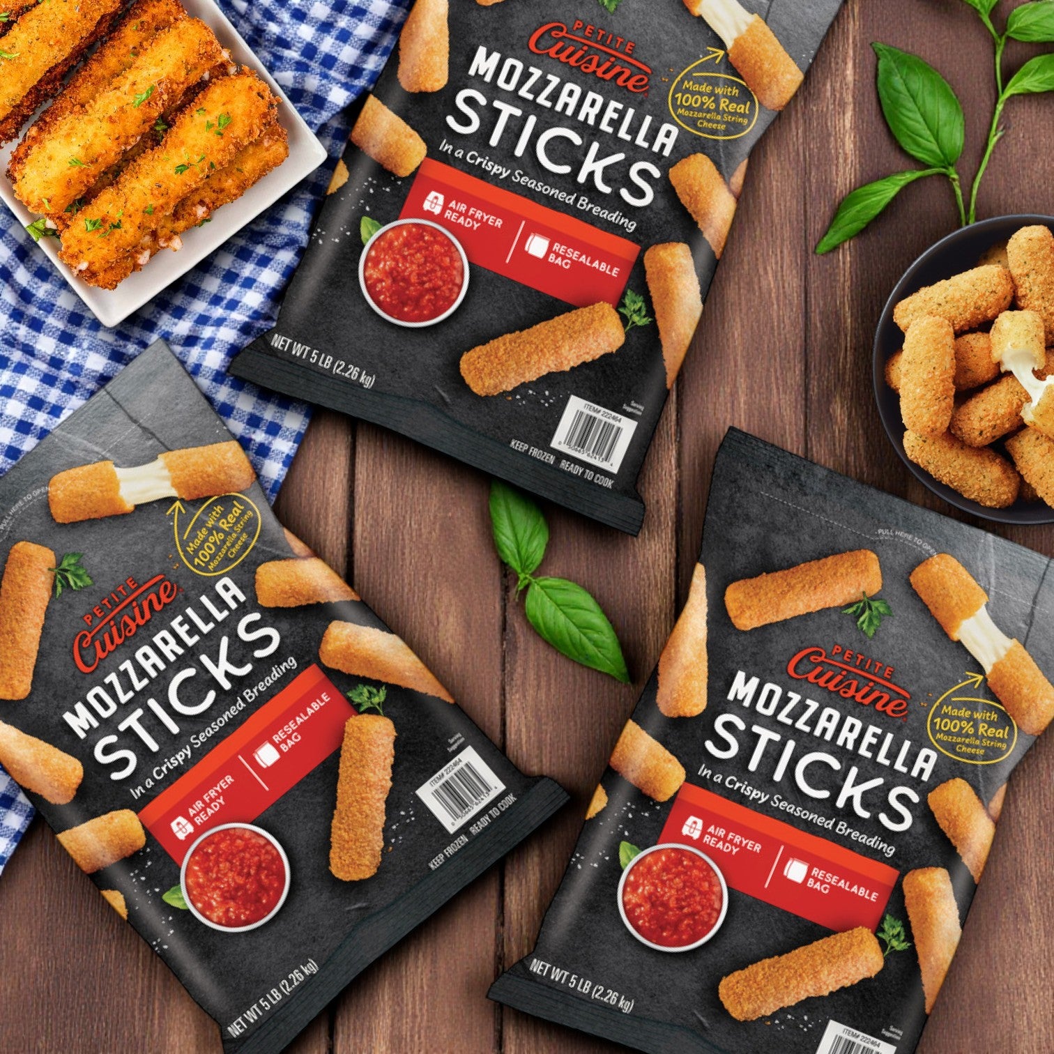 Petite Cuisine Mozzarella Sticks, 5 lb-3 Count