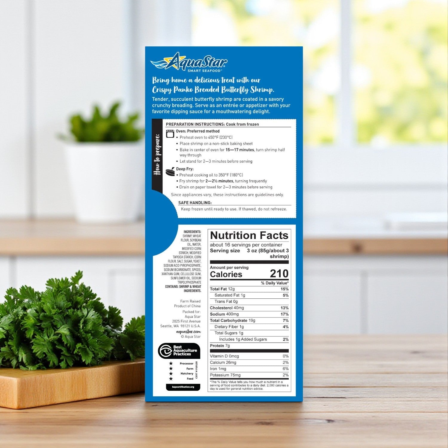 AquaStar Farm Raised Butterfly Shrimp, Frozen, 48–60 ct.