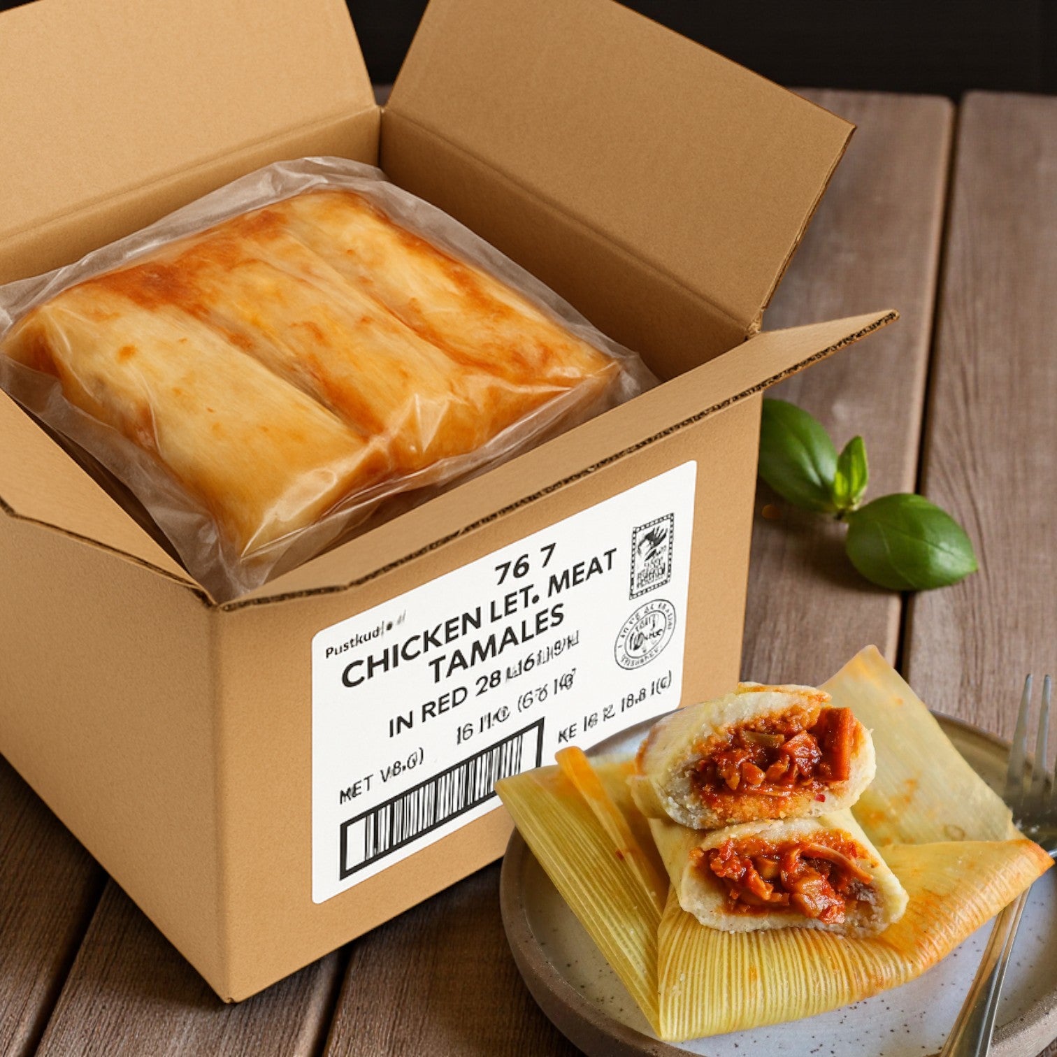 Del Real Foods Tamale Red Sauce Chicken Whole Grain, 48 Count