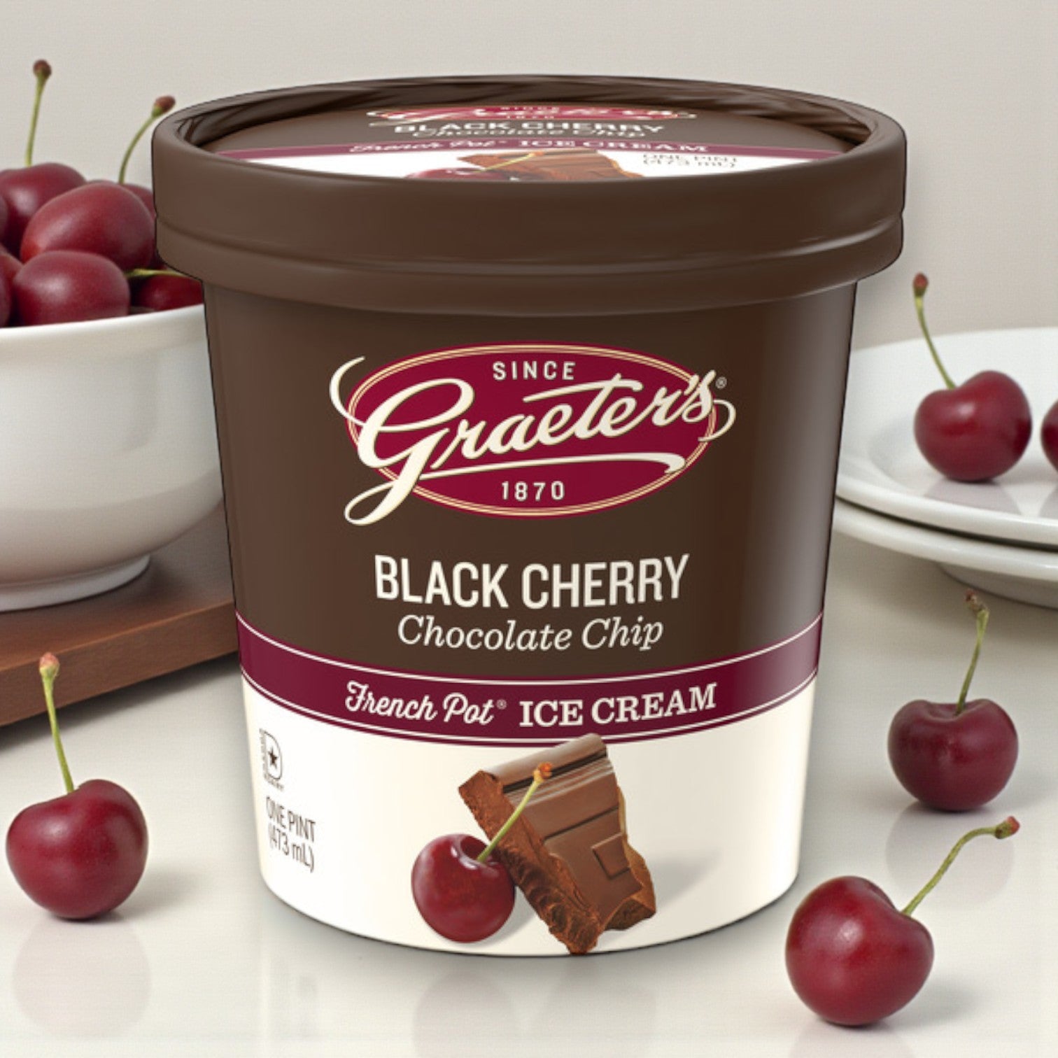 Graeter’s Black Cherry Chocolate Chip Ice Cream – 1 Pint