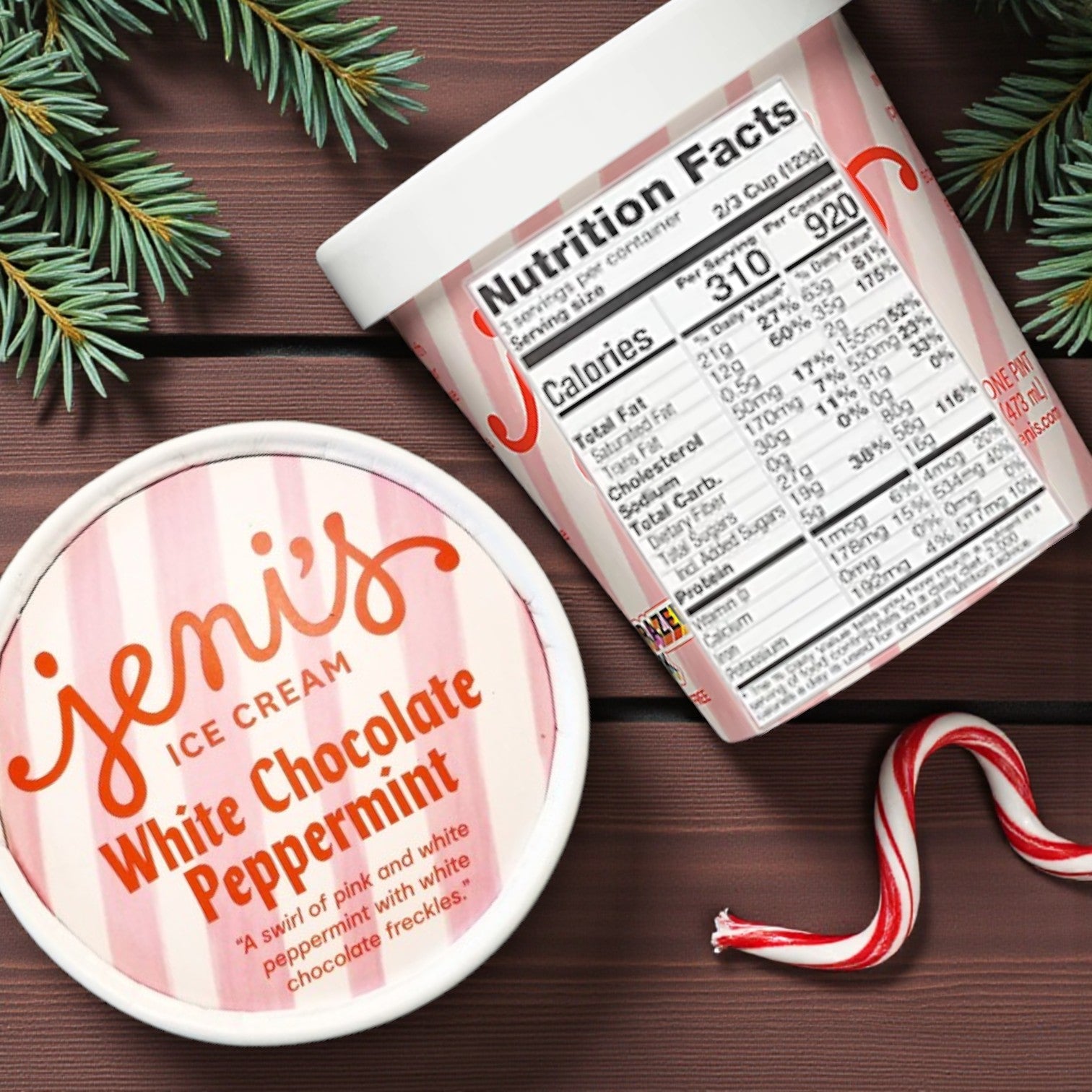 Jeni’s White Chocolate Peppermint Ice Cream – 1 Pint (16 oz)