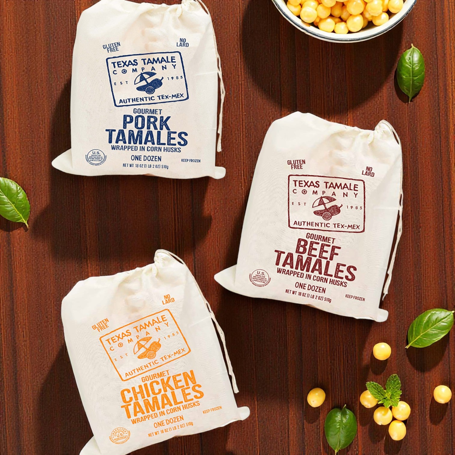 Texas Tamale Company Pork, Beef & Chicken Tamales – 3 Packs, 12 Count Each