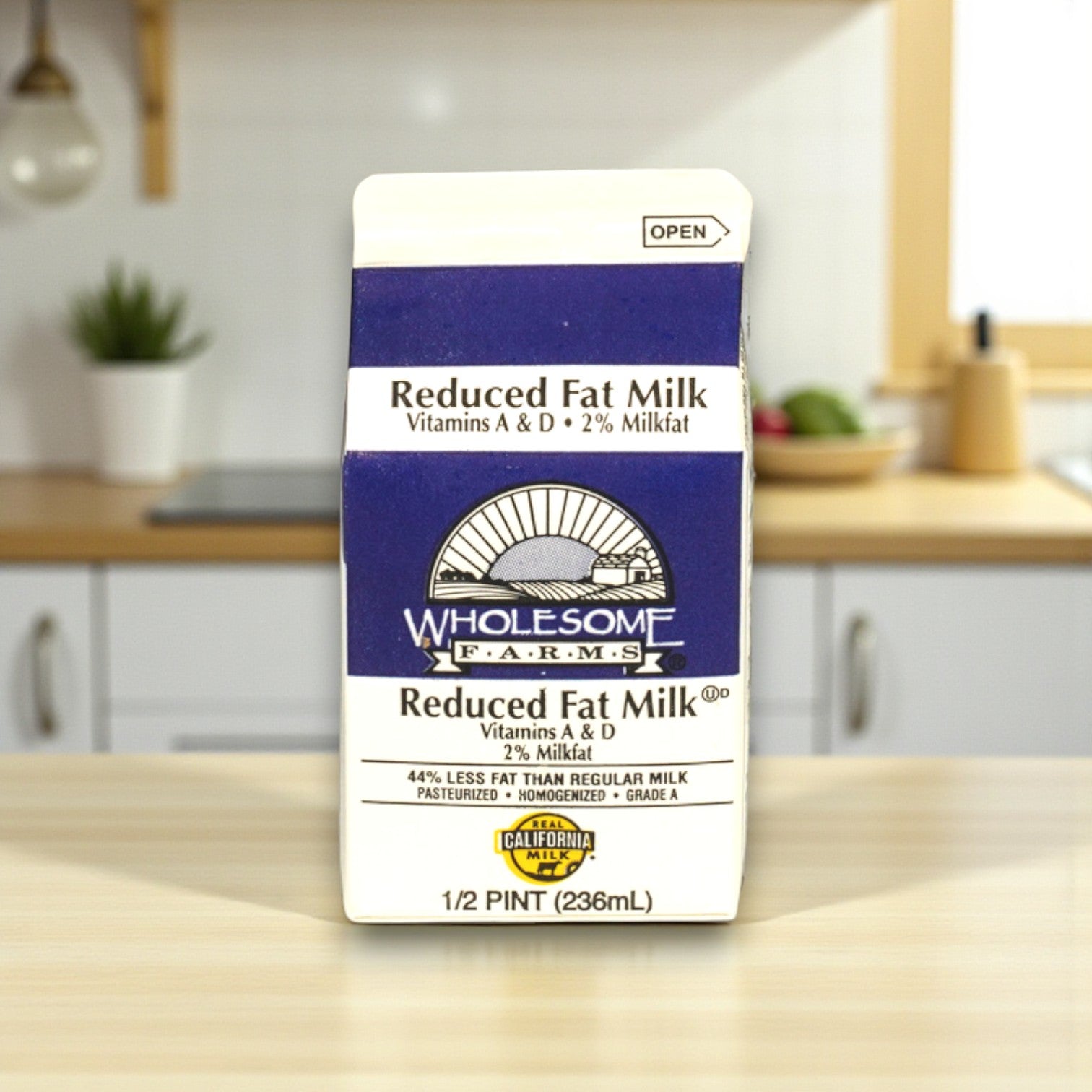 Wholesome Farms Classic Milk – 2% Reduced Fat, 50 Count (Half-Pint Cartons)