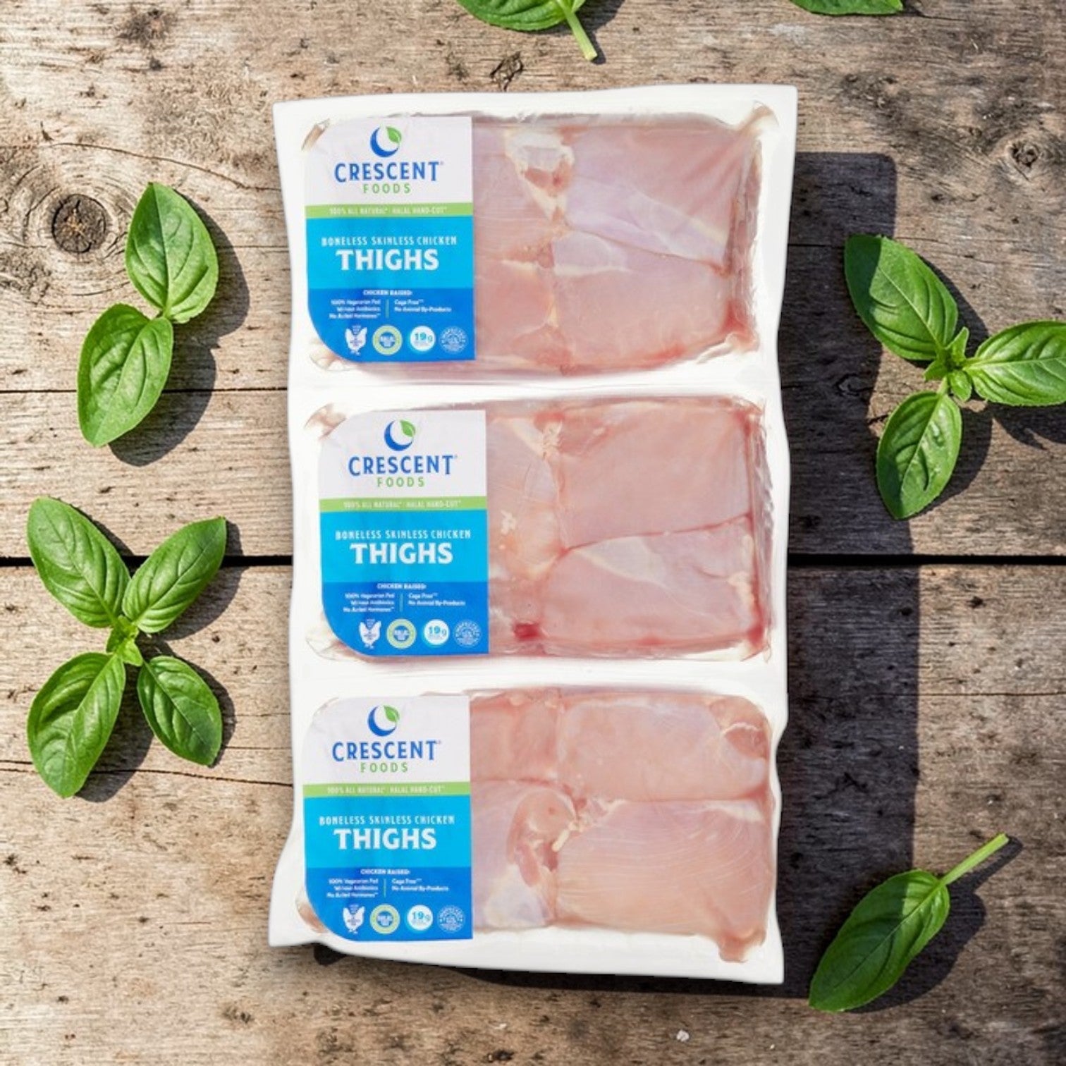 Crescent Foods Halal Hand-Cut Boneless Skinless Chicken Thighs – Approx. 4 lb