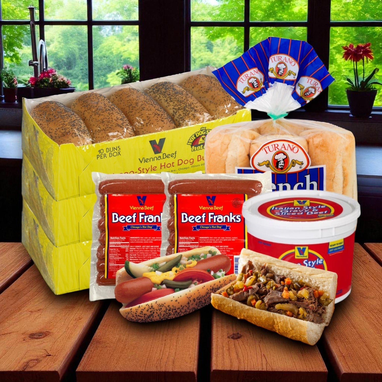 Chicago Classics Combo: Vienna Beef Hot Dogs & Italian-Style Beef with Gravy!