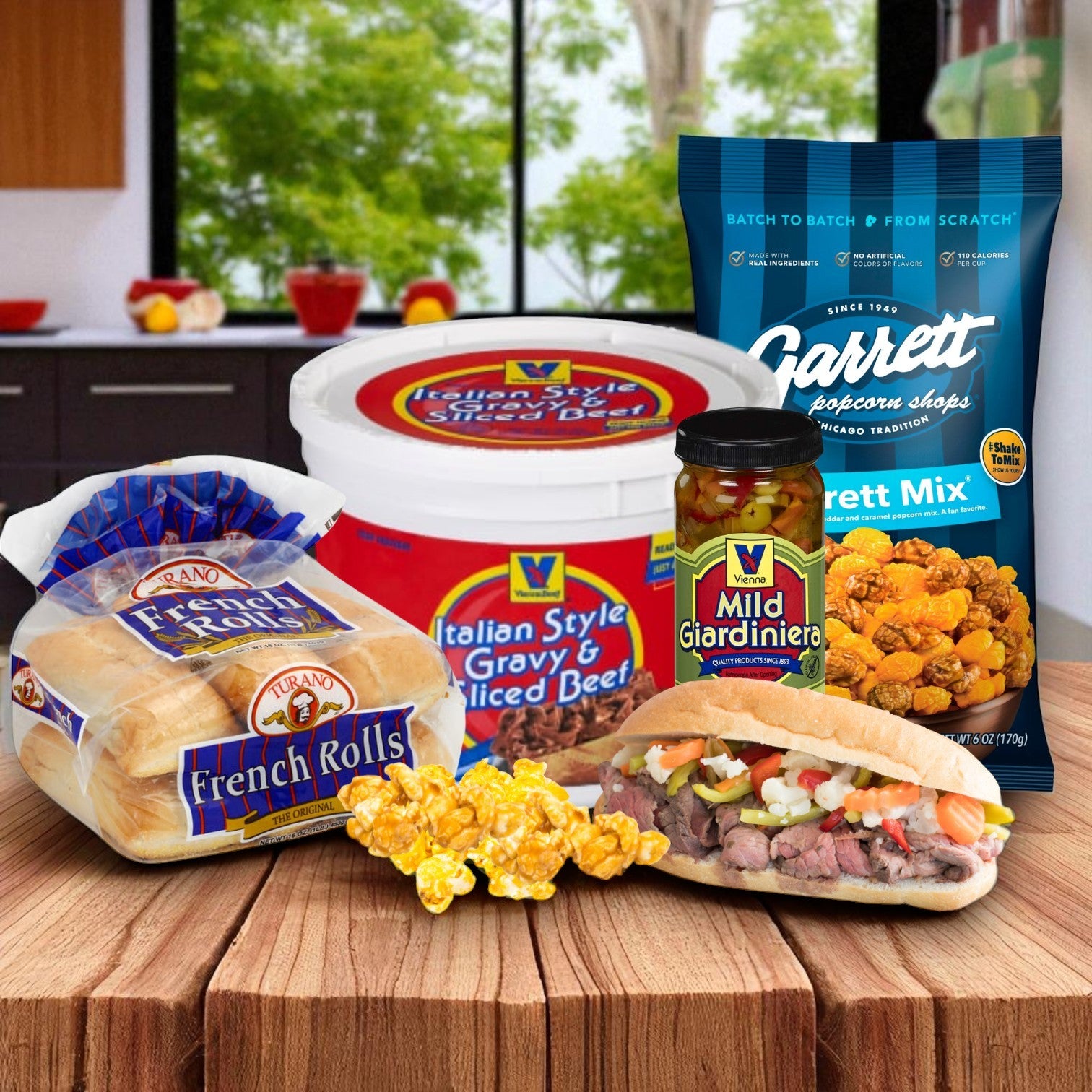 Vienna Beef Italian Gravy & Sliced Beef + Garrett Popcorn Mix