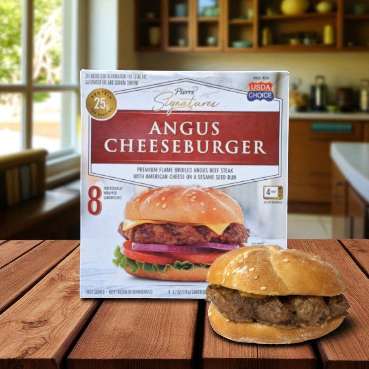 Pierre Signatures Angus Cheeseburger, 6.2 oz, 8 ct