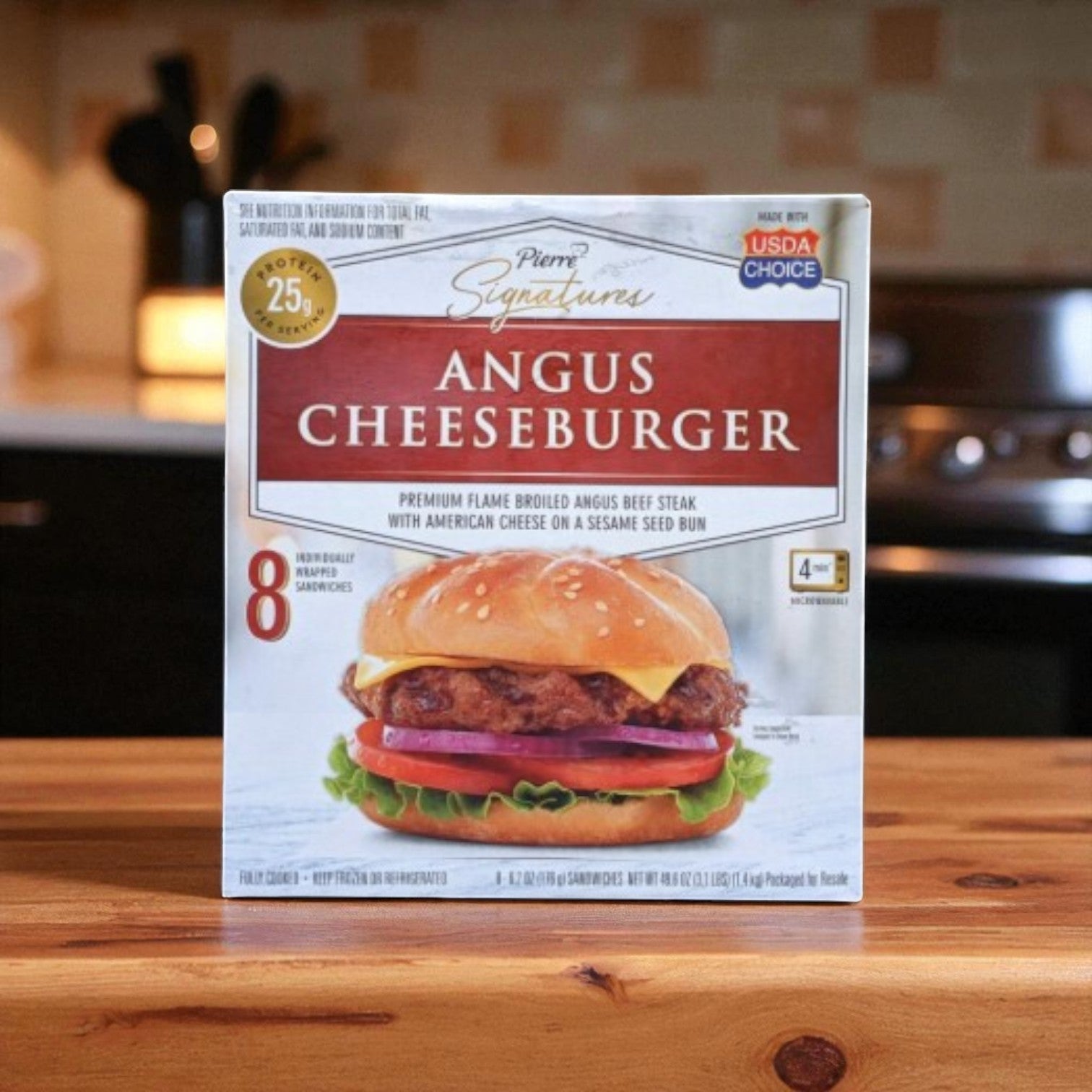 Pierre Signatures Angus Cheeseburger, 6.2 oz, 8 ct