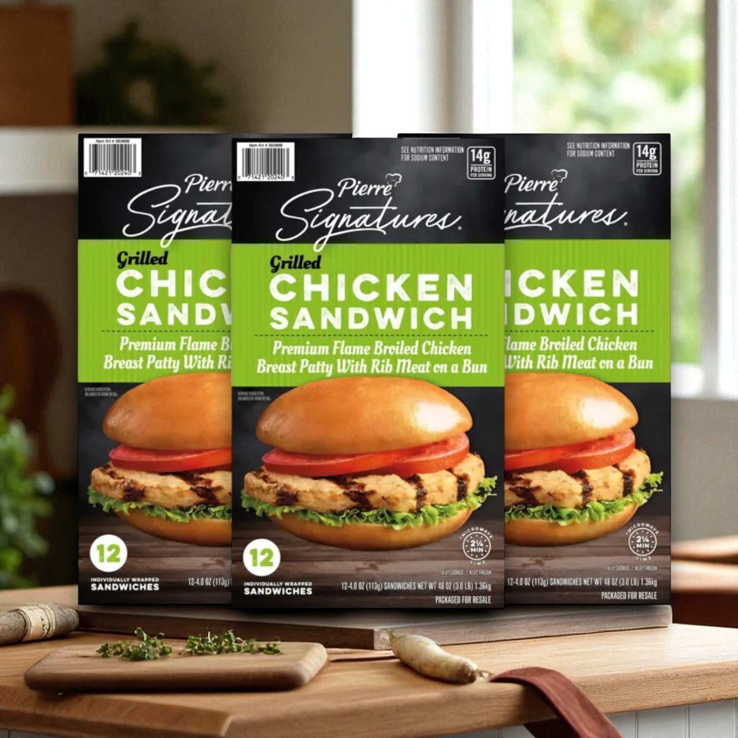 Pierre Signatures Grilled Chicken Sandwich – 4 oz, 12 Count per Pack, 3 Packs (36 Sandwiches Total)