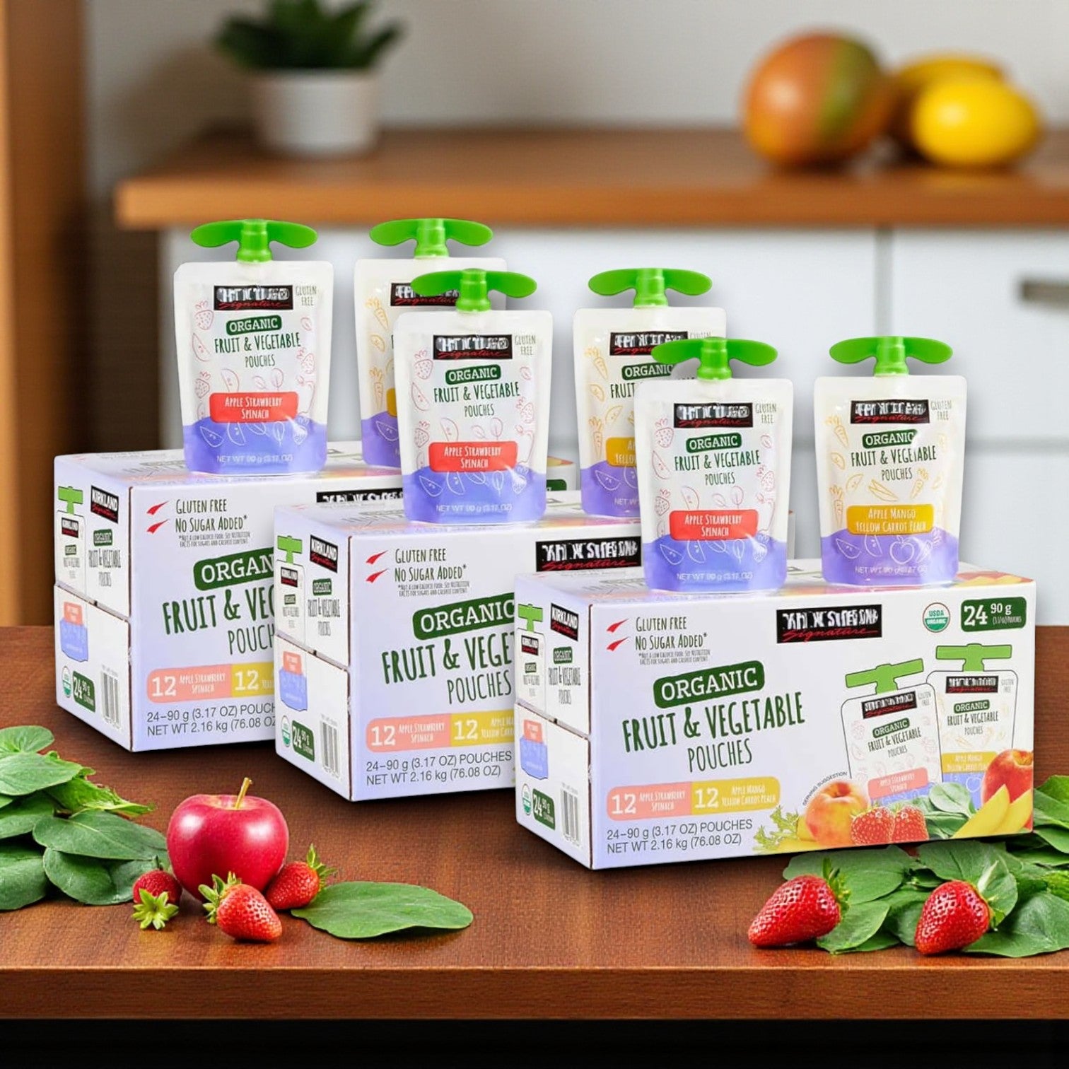 Kirkland Signature Organic Fruit and Vegetable Pouches Variety Pack, 3