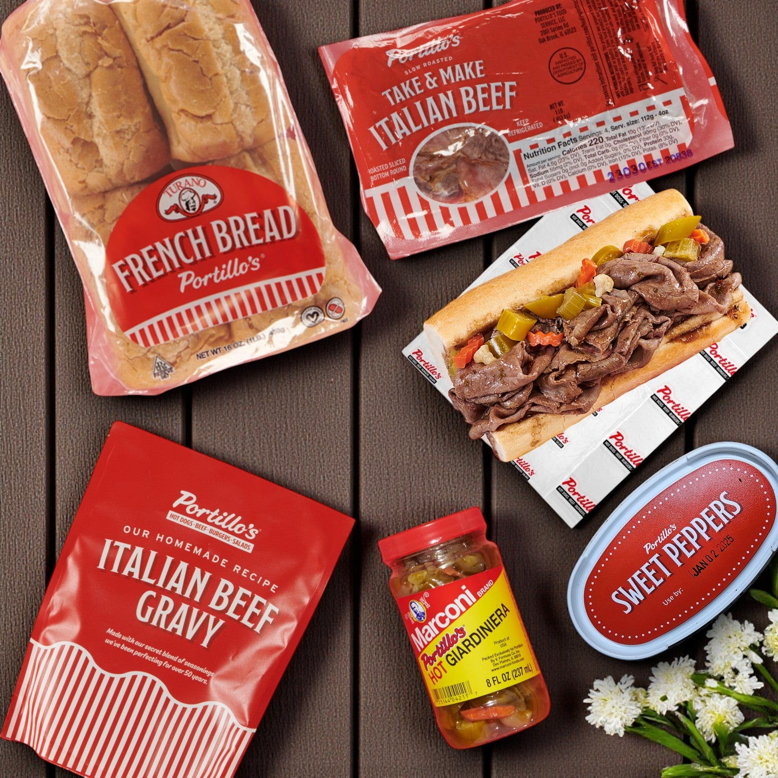 Portillo's 8 Italian Beef Sandwich Bundle! Includes Everything! Perfect For Parties!