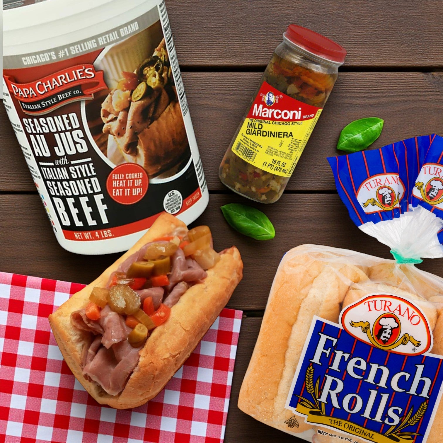 Papa Charlies-Style Italian Beef Sandwich Kit – 3-Piece Combo