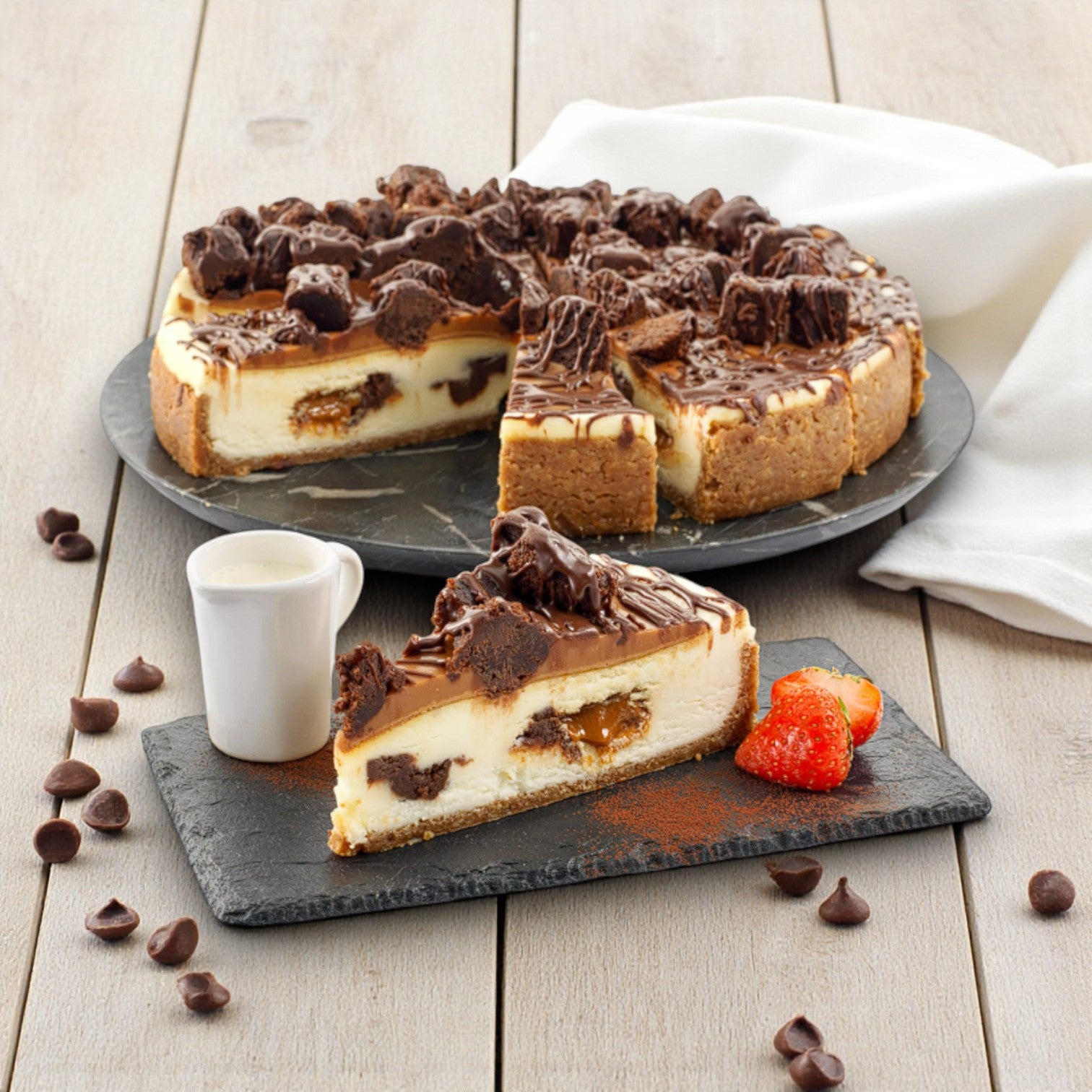 Sweet Street Caramel Cheesecake Brownie – 2 Cakes, Pre-Sliced (14 Slices Each)